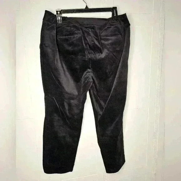 Talbots Hampshire Black Velveteen Flat Front Straight Leg Ankle Pants Plus 18W - Picture 2 of 15